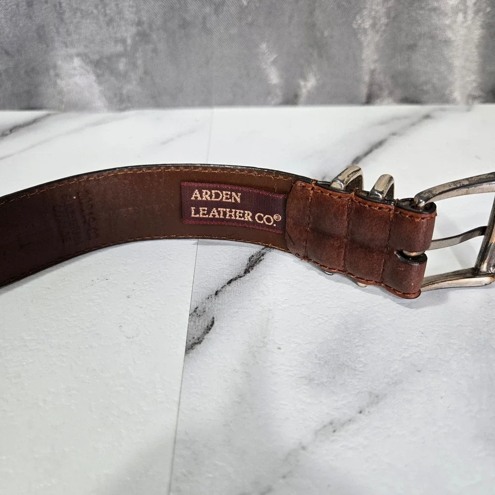 Arden Leather Co Belt Mens 46 Laced Whipstitch Full Grain Cowhide Western Casual